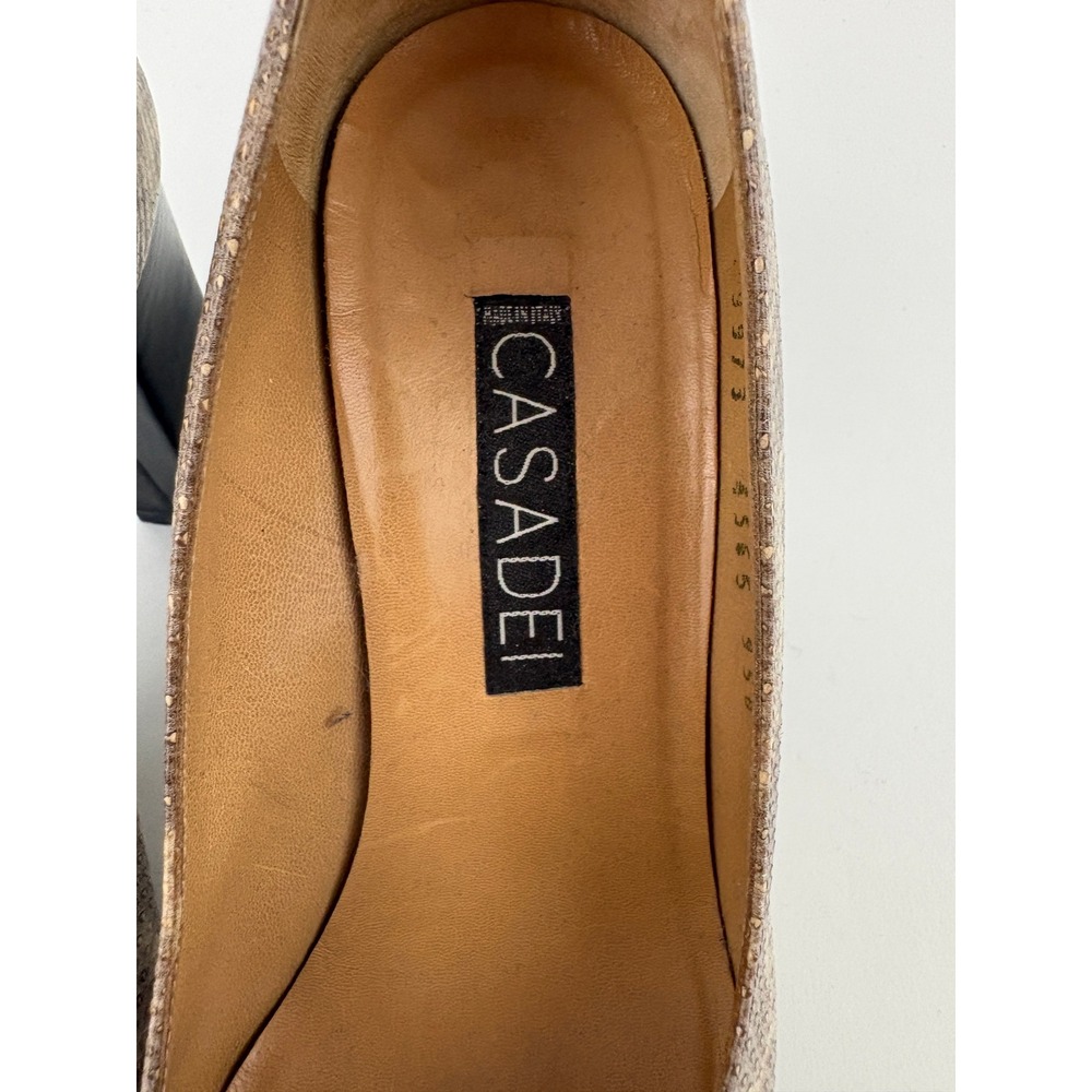 Vintage Casadei Black Snakeskin Spectator Shoes Size 7.5 Leather Square Cap Toe - Picture 10 of 14